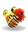 MAGID TRX540L Impact Gloves, Size Large, 1 Pair, Cut Proof Gloves For Men, Construction Gloves, Yellow Shell | Yellow TPR| Orange Hyperon (HPPE) Grip