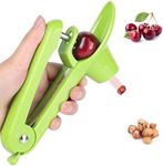 Cherry Pitter - Heavy-Duty Olive and Cherry Pitter Corer Tool with Space-Saving Lock Design, Multi-Function Cherries Stoner Seed Remover Tool for Make Fresh Cherry Dishes (Green)