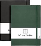 AHGXG Bullet Dotted Journal 2 Pack - B5 Large Journal Dot Grid Notebook (7.6'' X 10'') with Thick 120gsm Dot Paper, Soft Leather Cover, Total 320 Pages, Inner Pocket - BlackGreen