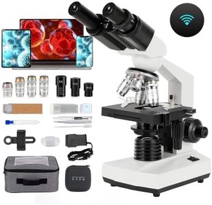 Binocular Compound Microscope, 40X-5000X Magnification, Wide-Angle Eyepiece WF10X WF25X, LED Light Source, XY axis Double-Layer Stage, Adult Microscope (Supports WiFi Wireless Connection)