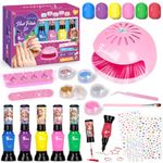 Kids Nail Polish Sets, Gifts for 6 7 8 9 10 Year Old Girl, Birthday Presents Girls Toys Age 5-12, Peel Off Nails Varnish Set Kids With Nail Dryer