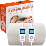 Warmer Electric Blanket King Size - Dual Control, Body & Feet Zone Setting, Fully Fitted Under Heated Blanket, Luxury Fleece, Timer, 9 Heat Settings - King