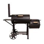 CosmoGrill Outdoor XXXL 90KG Charcoal Black Barbecue with Barrel Offset Smoker, Built-in Thermometer & Shelves for Home Garden Party 170x70x145cm