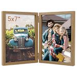 AEVETE 5x7 Picture Frames Double Hinged Wood Folding Photo Frames Vertical with Real Glass Front