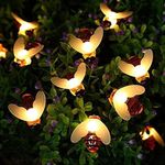 Joomer Outdoor String Lights,Honeybees Solar Garden Lights,24ft 50 LED 8 Modes Solar String Lights Waterproof Fairy Lights for Patio Lawn Garden Wedding Party Decorations (Warm White)