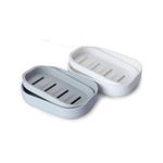2 Pcs Soap Dish,Holder,Case,Saver,Container,Square Plastic Draining,Travel Storage Box＆cover,drainage,Bar With Lid Portable Leak Proof soapbox,for Shower,Traveling,Toilet,Bathroom(Grey blue+beige)