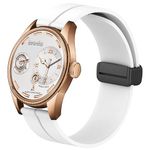 DOUBLERUN Chonograph Date Display Analoge Silicone Magnetic Strap Watch for Men, Series C-160-00 (White)