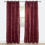 Lavish Home Dinah Jacquard Curtain Panel, 84", Burgundy