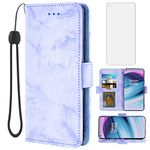 Asuwish Phone Case for OnePlus Nord CE 5G with Tempered Glass Screen Protector and Marble Wallet Cover Flip Card Holder Slot Stand Cell One Plus CE5G Euro 1 Plus 1plus One+ 1+ EC G5 Women Men Purple