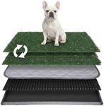 Petgrow artificial grass dog toilet with tray 50.8×63.5cm, easy to clean, reusable pet urinal pad for training, 4th floor with replacement grass indoor balcony corridor dog basin (M)