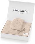 Bleu La La Organic Pointelle Baby Blanket + Hat Gift Set for Boys & Girls - 100% Soft Luxury Cotton Swaddle Blanket + Bonnett Registry for Newborns & Infants (Oatmeal + Hat)