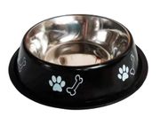 Foodie Puppies Stainless Steel Paw Bone Printed Bowl for Dogs, Cats & Any Pets - 700ml, Medium (Night Black) I Non-Skid Rubber Bottom Food/Water Bowl I Non-Toxic & 100% Safe for Pets