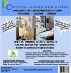 Crystal Clean Eco-Cloth Amazing Lint-Free/Streak-Free/Chemical-Free Microfiber Cloth for Windows & Glass/Mirrors Stainless Steel Appliances TV/Computer/Tablets...5 in a Pack, White, 16''x16''