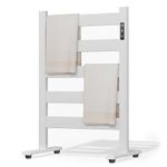Sawlece Towel Warmers for Bathroom, Space Aluminum Heated Towel Racks for Bathroom, with Built-in Timer&Temperature Adjustment, Freestanding Towel Heater,White,5 Bars