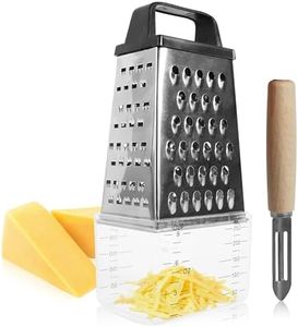 Rallador de Cocina - Incluye recipiente medidor: 9 x 6,5 x 6,5 cm y Pelador verduras y fruta - Rallador de queso y verduras - Rallador acero inoxidable - Ralladores de cocina - Rallador multifuncional