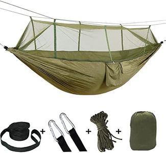 Anti-roll Double Hammock Camping Hammock - Double Hammock with Removable Mosquito Net Portable Hammocks for Trees with Adjustable Tree Straps for Travel, Camping