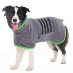 HezzLuv Ultra Absorbent Dog Bathrobe Towel Microfiber Quick Dog Drying Coat Dressing Gown – Adjustable Waist - Comfort & Warmth Dog Drying Coat for Baths, Swims & Muddy Walks (Green, XL)