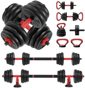 RELIFE REBUILD YOUR LIFE Adjustable Dumbbells Set 6 in 1 Weight Set Dumbbell Barbell Kettlebells, Push-up, Push up Stand and Ab roller for Workout Home Fitness Equipment