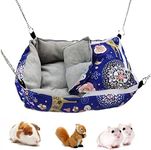 Little Bean Rat Hammocks Hanging Guinea Pig Bed Soft Hamster Bed Warm Chinchilla House Plush Glider Small Animal Beds for Playing Sleeping (Blue, 2 in 1)