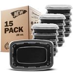 Freshware Meal Prep Containers [15 Pack] 1 Compartment with Lids, Food Storage Bento Box | BPA Free | Stackable | Lunch Boxes, Microwave/Dishwasher/Freezer Safe, Portion Control, 21 day fix (28 oz)