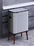 Kuber Industries Dual Compartment Sensor Dustbin | Touchless Trash Can | Smart Dustbin for Bedroom-Office-Living Room | 2 Removable Bucket Can | YW-5522 | 9 LTR | Silver
