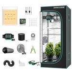 MARS HYDRO 2x2 Grow Tent Kit, TS600 LED Grow Light Full Spectrum Indoor Grow Tent Complete System, 24"x24"x55" Hydroponics Grow Tent 1680D Canvas with 4 inch 205 CFM Inline Fan and 6 inch Clip Fan