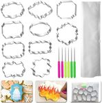 Kanehosi Frame Cookie Cutters 10 Shapes with 6 Cookie Scribes & 1 Storage Bag, Plaque Fondant Dough Cutters Baking Tools Kitchen Accessories for Home Daily Holiday Party