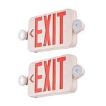 VEVOR LED Exit Sign with Emergency Lights, Two LED Adjustable Heads Emergency Exit Light with Battery Backup, Combo Red Letter Fire Exit Lighting, Commercial Exit Signs Tested to UL Standards