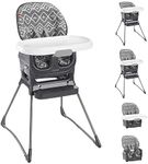 Fisher-Price Baby to Toddler Deluxe High Chair and Portable Booster Seat with Tray Liner plus Washable Seat Pad and Tray, Gray Tribal