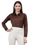 Style Quotient Women Brown Satin Regular Formal Shirt