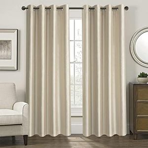 GYROHOME Faux Silk Room-Darkening Blackout Curtains (Beige Liner) Solid Window Treatment Drapes for Bedroom Living Room, Thermal Insulated Grommet Top (2Panels, 46x54inch, Light Gold)