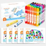 Shuttle Art Dot Markers, 36 Colors Washable with 135 Activity Sheets, 5 Activity Books, Fun Art Supplies for Kids Toddlers and Preschoolers, Non Toxic Water-Based Paint Daubers, Dot Art Markers