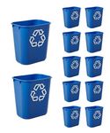 Rubbermaid Commercial FG295573BLUE Plastic Deskside Recycling Container, Small, 3.4 gallons, Blue (Pack of 12)