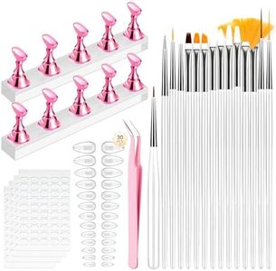 Makartt Nail Art Tools: Complete Press on Nails Design Kit with Nail Tips Almond 30pcs, Liner Brushes, Stronger Magnetic Stand, Solid Base, Pre-Cut Adhesive Tabs for Beginners Home & Salon DIY Use