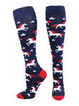 MadSportsStuff USA Unicorn Socks Over The Calf (Navy/Red/White, Small)