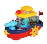 KITIKITTZ Plastic Battery Operated Musical Ship Toy | Gear Ship Toy with Sound and Flashing Lights for Kids | Battery Powered Moving Electric Boat Toy