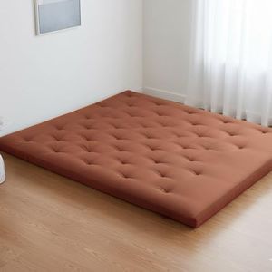 ZonLi Japanese Floor Futon Mattress Queen Size 60"x 80",100% Cotton Cover 4'' Thicken Tatami Mattress,Foldable Sleeping Pad,Portable Dormitory Tatami Mat,Roll Up Floor Lounger Bed for Adult