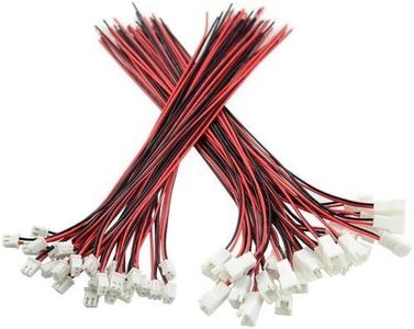 BGTXINGI Lot de 50 25 paires de connecteurs femelles et mâles de 2,54 mm à 2 broches avec connecteur de terminal rouge et noir, 200 mm, compatible avec JST XH