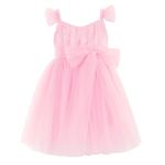 Flofallzique Toddler Tutu Dress Summer Flutter Sleeve Infant Baby Birthday Party Outfit Special Girls Tulle Dresses (8T, Pink)