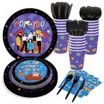 CC HOME Friends Party Supplies Serves 16, I'll be there Party Plates Napkins Cups Party Decoration for Family Friends Bestie Kids Birthday Baby Shower Wedding Garden Party Tableware