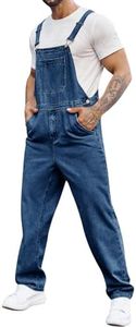 Runcati Men's Denim Bib Overall Jean Romper Trousers Adjustable Strap Workwear Slim Fit Jumpsuit