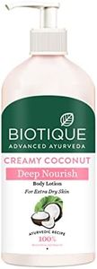 Biotique Creamy Coconut Deep Nourish Body lotion For Extra Dry Skin | Heals, Repairs, and Soothes the Skin | Moisturizing and Skin-Humidifying | 100% Botanical Extracts| All Skin Types | 300ml