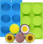 LEGACYCART Round Sunflower Soap Molds, 1 Pack 6 Cavity Cylinder Daisy Flower Silicone Molds for Making Hot Chocolate Bomb, Cake, Jelly, Soap, Lotion Bars