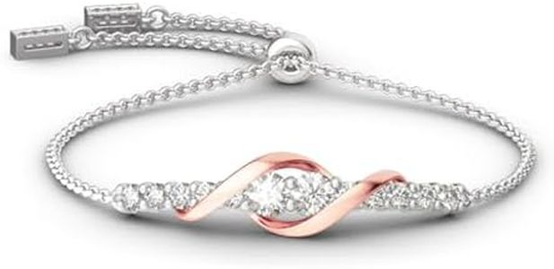 Jeulia 925 Sterling Silver Diamond-Cut Adjustable Boho Bead Bracelet for Women Never Apart White Diamond Bracelet Rope Chain Adjustable Wrist Pull Bracelet Anniversary Wedding Engagement Birthday Fest