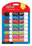 Berol Dry Wipe Whiteboard Marker Pens | Chisel Tip | Assorted Colours | 8 Count Dry Erase Markers