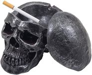 Spooky Human Skull Ashtray with Cover for Scary Halloween Decorations and Decorative Skulls & Skeletons Figurines As Gothic Smoking Room Decor Gifts for Smokers by Home-n-Gifts