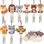 HONMOK 9 Pack Autumn Animal Wind Chimes Kit, Crafts for Children to Paint Animal Windchimes, Wooden Arts and Crafts for Kids Boys Girls Toddlers Children's Birthday Gifts & Presents