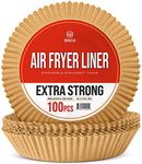 WAVELU Air Fryer Disposable Parchment Paper Liners | EXTRA STRONG | 100pcs | Food Grade Non-stick Unbleached Liners | Oil proof Sheets for Air Frying, Baking & Microwave (ROUND 9.1IN (6-10QT))