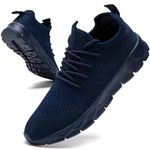 Oltyutc Mens Trainers Running Walking Mesh Slip On Shoes Lightweight Comfortable Gym Tennis Sneakers Athletic Dark Blue Size 9 UK(Label Size:43)