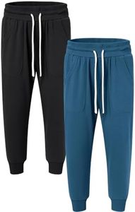SPECIALMAGIC Women's Capri Sweatpants Cropped Jogger French Terry Running Pants with Side Pockets Black+Ocean Blue M